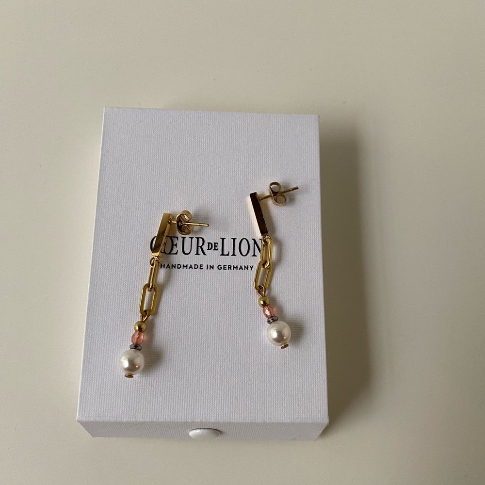 Gold and Pink Pearl Earrings